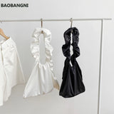 Ruched Women Shoulder Bag Ladies Ruffles Middle Handbag