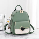 Small Backpack Women's PU Leather Schoolbag