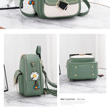 Small Backpack Women's PU Leather Schoolbag