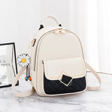 Small Backpack Women's PU Leather Schoolbag