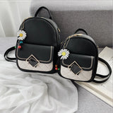 Small Backpack Women's PU Leather Schoolbag