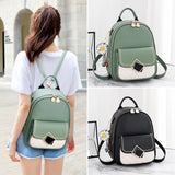 Small Backpack Women's PU Leather Schoolbag