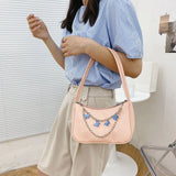 INS Women Butterfly Chain Bag Retro Underarm Bag PU Leather Shoulder Female Bags