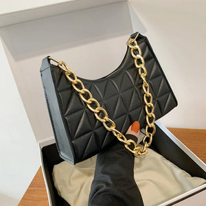 Thick Chain Shoulder Bag Women Leather Handbags