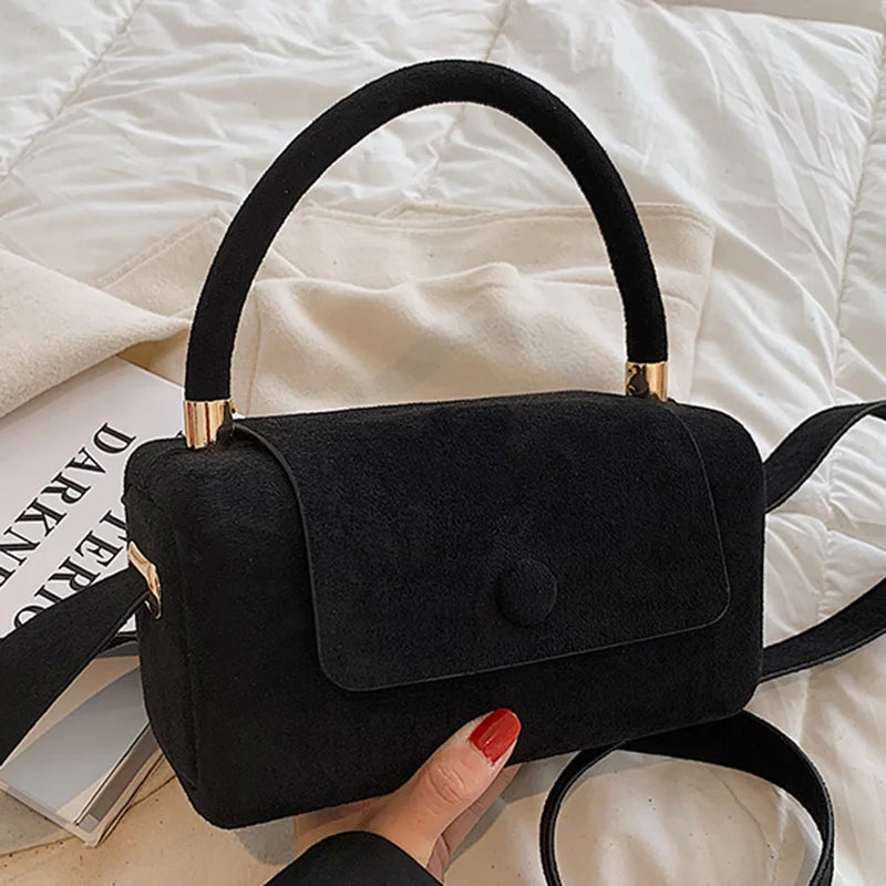 INS Women Green Flock Mini Handbag Suede Crossbody Bags