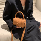 INS Women Green Flock Mini Handbag Suede Crossbody Bags