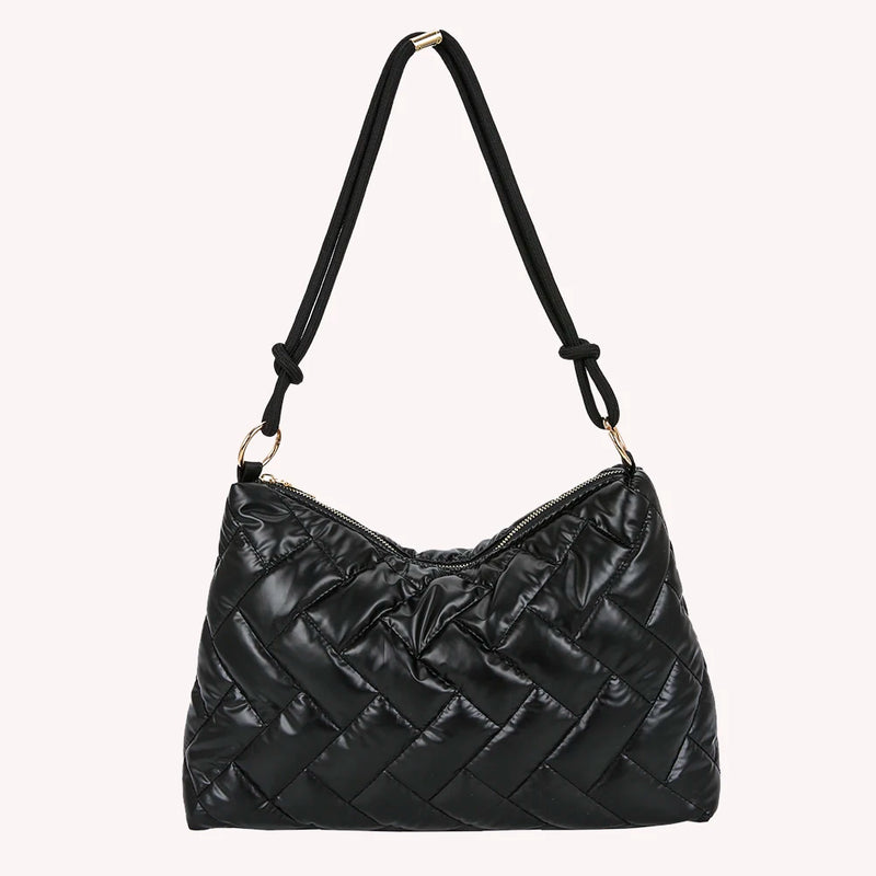 Women Winter Quilted Lattice Shoulder Bag