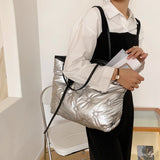 INS Women Winter Down Bags Feather Space Cotton Padded Handbags