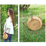 INS Ladies Hand-woven Bag Round Rattan Bohemia Beach Messenger Bag