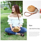INS Ladies Hand-woven Bag Round Rattan Bohemia Beach Messenger Bag