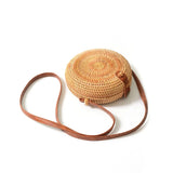INS Ladies Hand-Woven Bag Round Rattan Retro Literary Bohemia Beach Messenger Ba