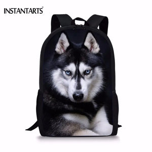 3D Husky Print School Backpack for Teens