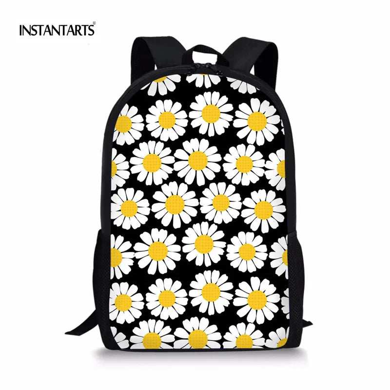 Vintage Daisy Printed Backpack for Teenage Girl Student