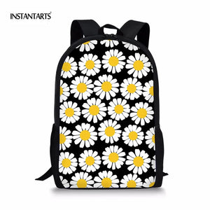 Vintage Daisy Printed Backpack for Teenage Girl Student