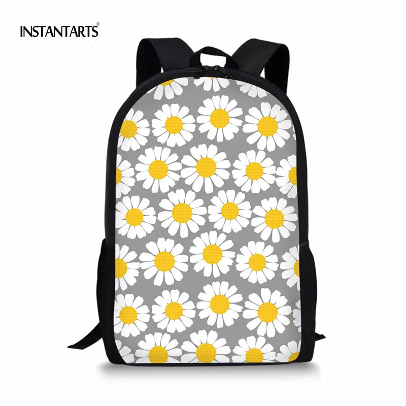 Vintage Daisy Printed Backpack for Teenage Girl Student