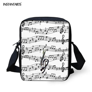 Retro Musical Notes Printed Crossbody Bag for Girl Boy