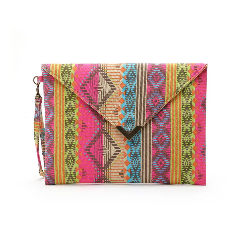 Women Geometric Print Envelope Clutch Bag Handbag Purse Tote Party Bolsa