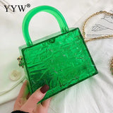 Ice Crack Transparent Lipstick Bags Chain Jelly Women'S Shoulder Bag