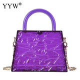 Ice Crack Transparent Lipstick Bags Chain Jelly Women'S Shoulder Bag