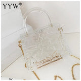 Ice Crack Transparent Lipstick Bags Chain Jelly Women'S Shoulder Bag