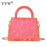 Ice Crack Transparent Lipstick Bags Chain Jelly Women'S Shoulder Bag