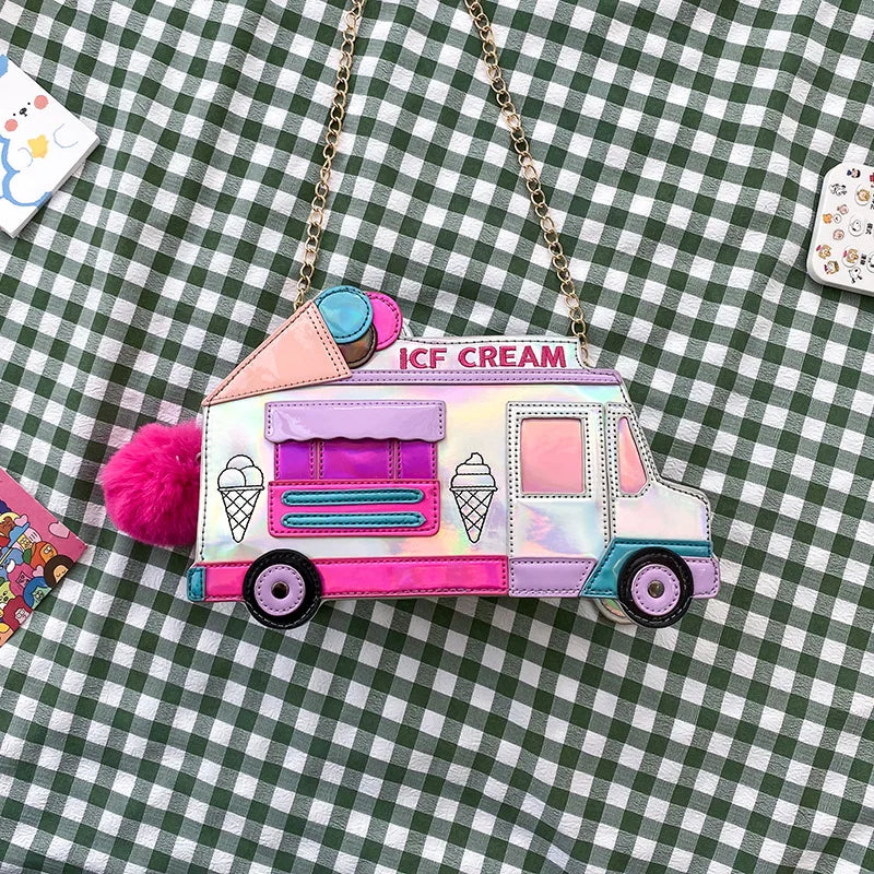 Funny Personality Ice Cream Car Messenger Bag