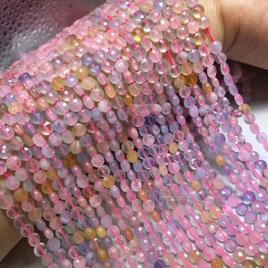 Natural Morganite 3x5mm Coin Faceted Beads for Jewelry
