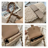 Lambwool Shoulder Bag Plush Saddle Handbag Casual Messenger Crossbody Bags