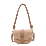 Lambwool Shoulder Bag Plush Saddle Handbag Casual Messenger Crossbody Bags