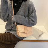 Lambwool Shoulder Bag Plush Saddle Handbag Casual Messenger Crossbody Bags