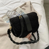 Lambwool Shoulder Bag Plush Saddle Handbag Casual Messenger Crossbody Bags