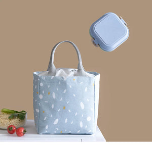 Linen Lunch Box Bag Drawstring Insulation Fresh Picnic Portab