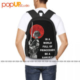 Samurai Japanese Girl Blood Moon Backpack Large Capacity Vintage