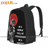 Samurai Japanese Girl Blood Moon Backpack Large Capacity Vintage