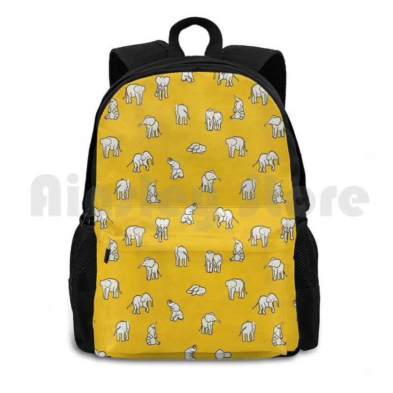 Indian Baby Elephants Yellow Pattern Outdoor Hiking Backpack