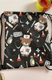 Long Hair Retro Oil Painting Drawstring Bag for Travel