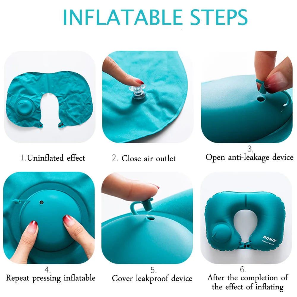 Inflatable Pillow Set for Travel, Foldable & Portable, 4pc/s