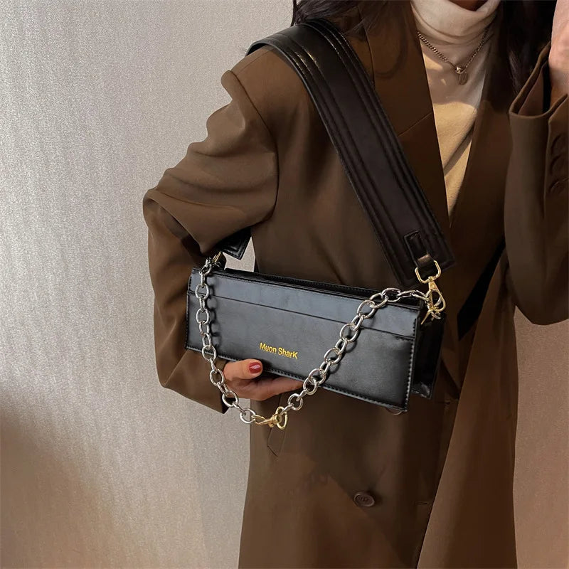 Small Square Bag Wide Strap Women's Shoulder Bags Lady Handbag Purse