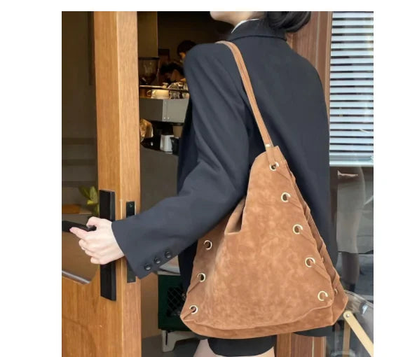 Suede Rivet Motorcycle Shoulder Bag