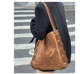 Suede Rivet Motorcycle Shoulder Bag