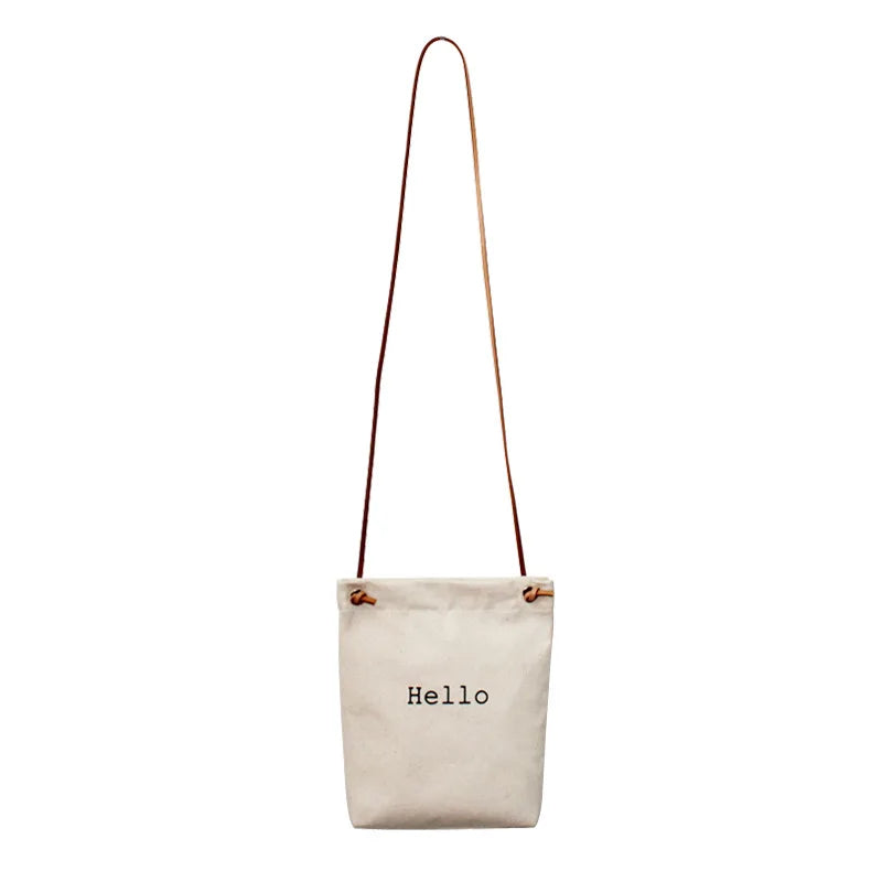 Ins Hello Letter Print Canvas Messenger Bags
