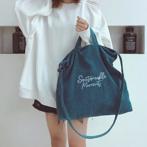 Corduroy Underarm Bag Letter Print Tote Messenger Bags