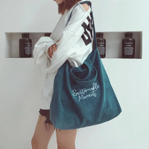Corduroy Underarm Bag Letter Print Tote Messenger Bags