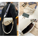 Ins Solid Embroidery Thread Saddle Bag Women's Adjustable Shoulder Strap
