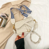 Ins Solid Embroidery Thread Saddle Bag Women's Adjustable Shoulder Strap