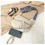 Ins Solid Embroidery Thread Saddle Bag Women's Adjustable Shoulder Strap