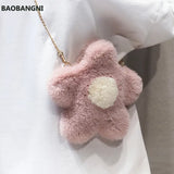 Plush Flower Crossbody Bag Chain Shoulder Bag Faux Fur Handbags