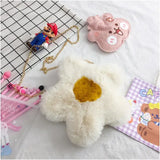 Plush Flower Crossbody Bag Chain Shoulder Bag Faux Fur Handbags
