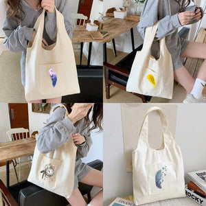 Feather Pattern Canvas Vest Bag Women Canvas Shoulder Bag