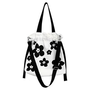 Floral Canvas Shoulder Bag Large Capacity Totes Cross Body Shopping